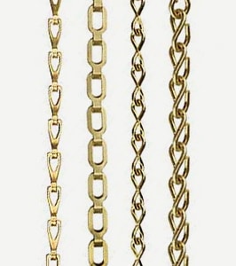 Solid brass chain in 9 sizes and 5 finishes