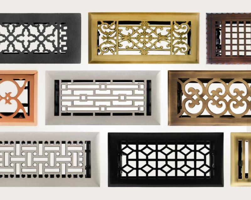 Registers come in a wide range of decorative styles and metal finishes