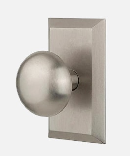 New York rosette door set in satin nickel