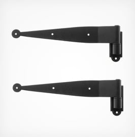 Round tip offset shutter strap hinges