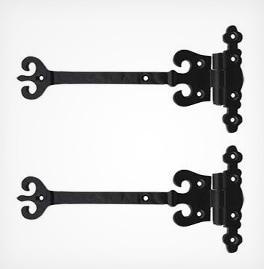 Gothic style full surface strap hinges