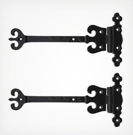 Gothic style full surface strap hinges