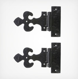 Fleur-de-lis surface strap hinges