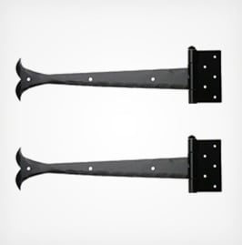 Whale tail half-mortise strap door hinge