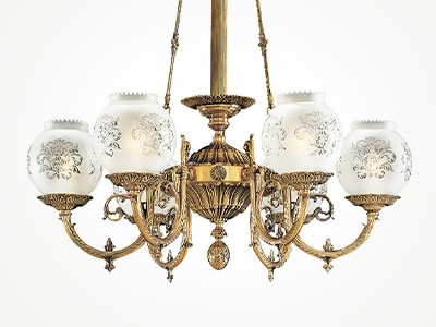 Six light English Victorian chandelier