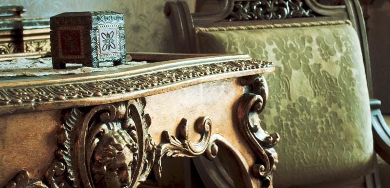 Ornate Victorian style table and chair