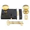 Colonial Rim Lock with Brass Knobs