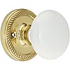 White Porcelain Doorknob Set with Rope Design Rosettes